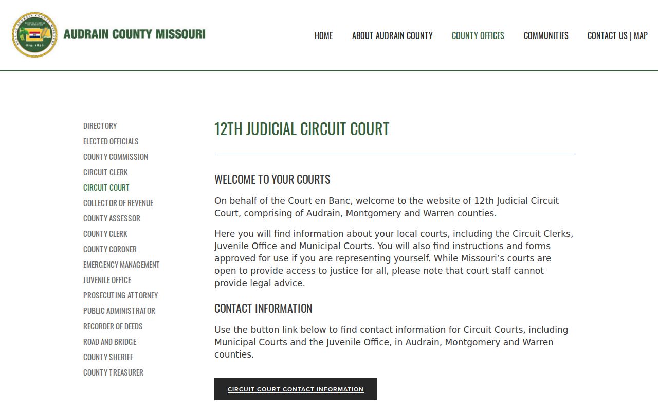 Audrain County warrant lookup 12th Judicial Circuit