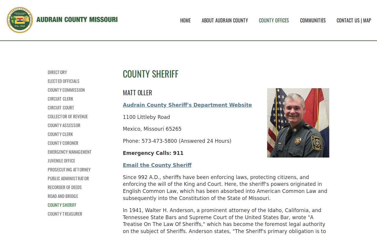 Audrain County warrant lookup sheriff location